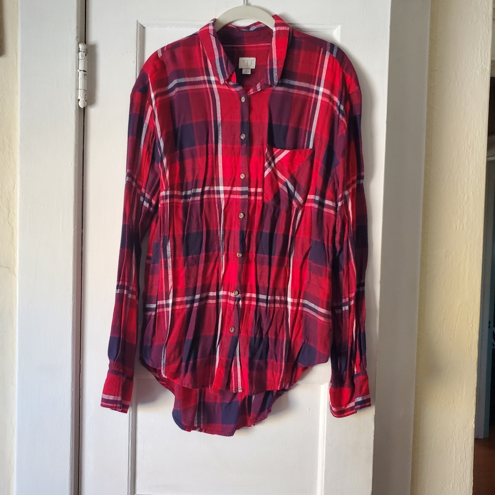 a new day Red Plaid Button Down Shirt